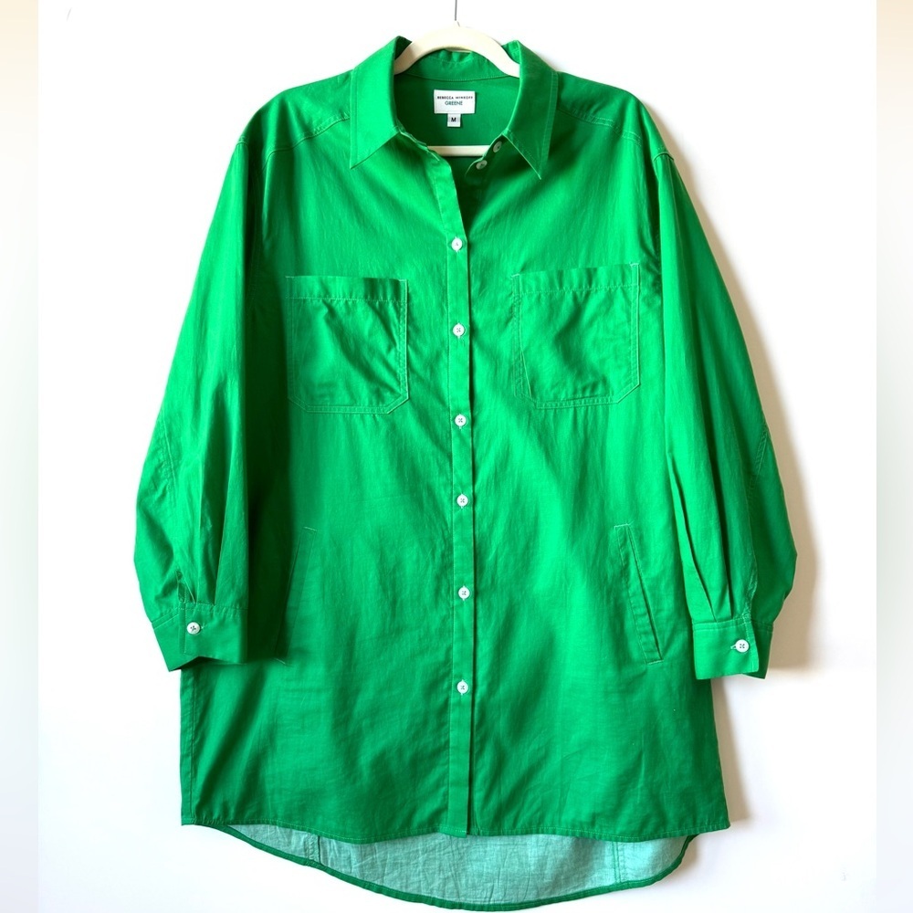 Rebecca Minkoff Green Cotton Shirt Dress - Picture 2 of 8